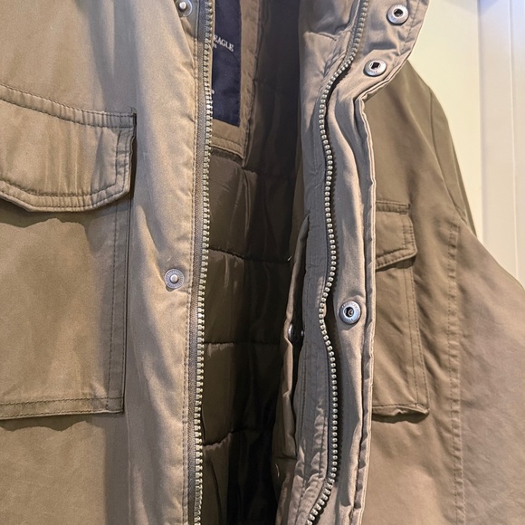 American Eagle Men's Olive Hooded Parka Large/Tall - Picture 12 of 12